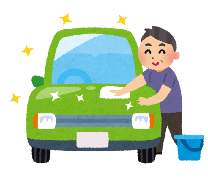 洗車をする男性のイラスト