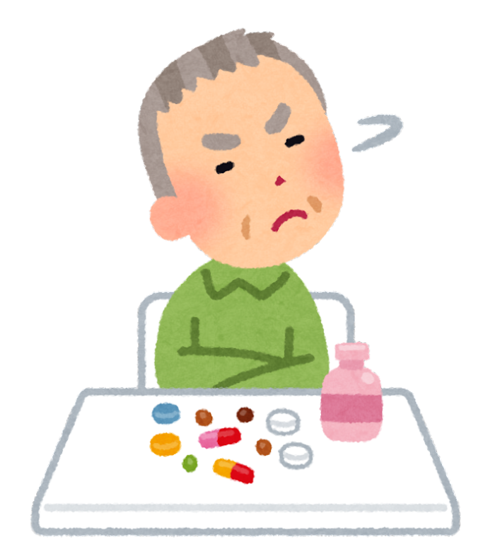 薬を服用したがらないおじいさん