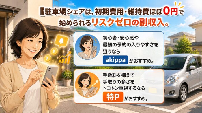 駐車場シェアをスマホでやっている女性