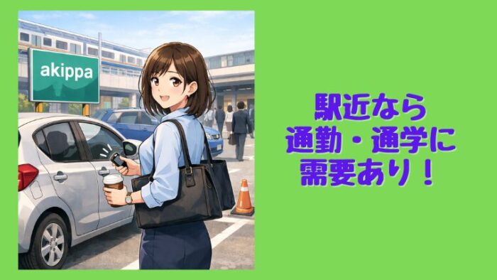 駅近のアキッパに駐車する女性